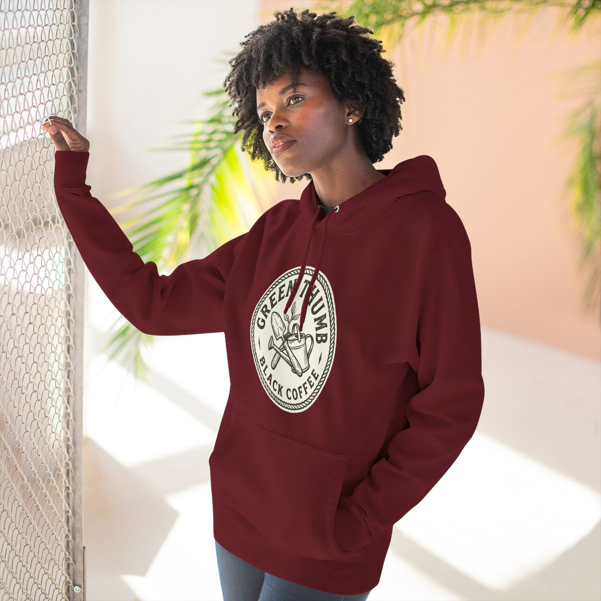 Coffee Logo Hoodie — “Green Thumb Black Coffee” Graphic Pullover
