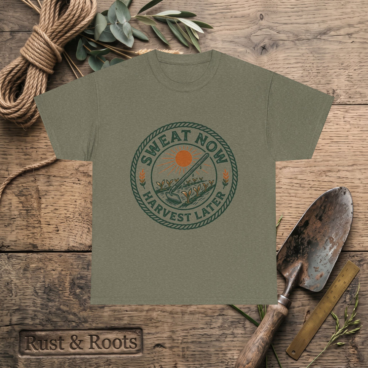 T-Shirt — "Sweat Now, Harvest Later" Vintage Farmwork Tee