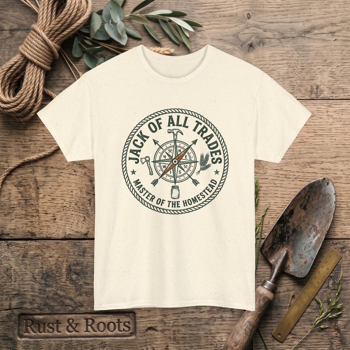 Jack of All Trades T‑Shirt – Master of the Homestead Compass Tee