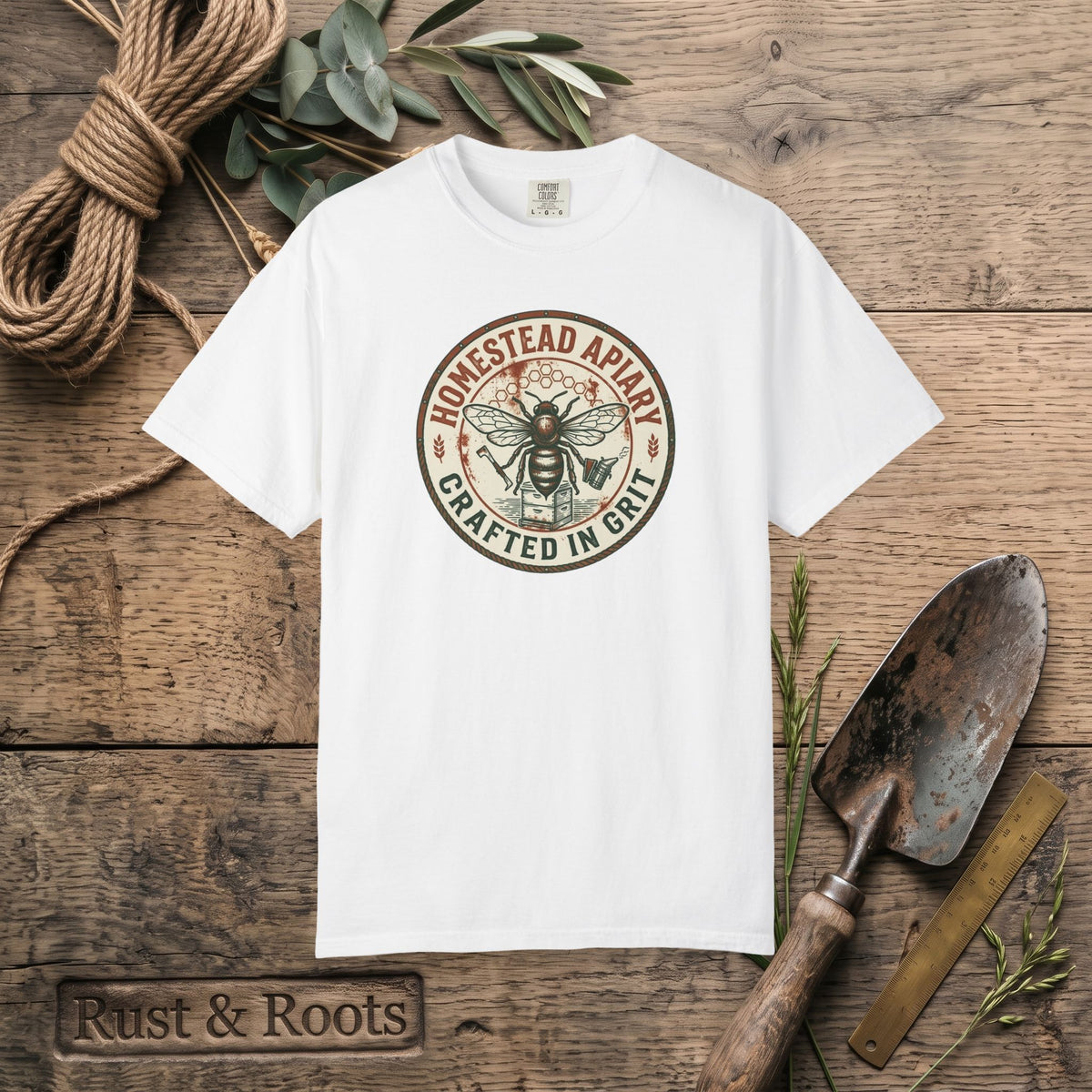 Homestead Apiary T-Shirt – Crafted in Grit Bee Logo Shirt