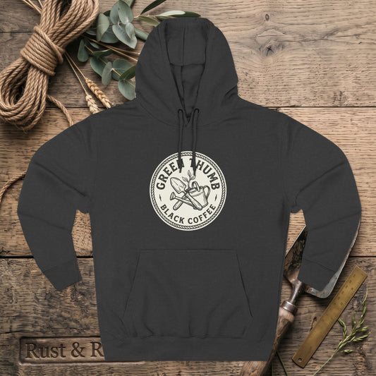 Coffee Logo Hoodie — “Green Thumb Black Coffee” Graphic Pullover