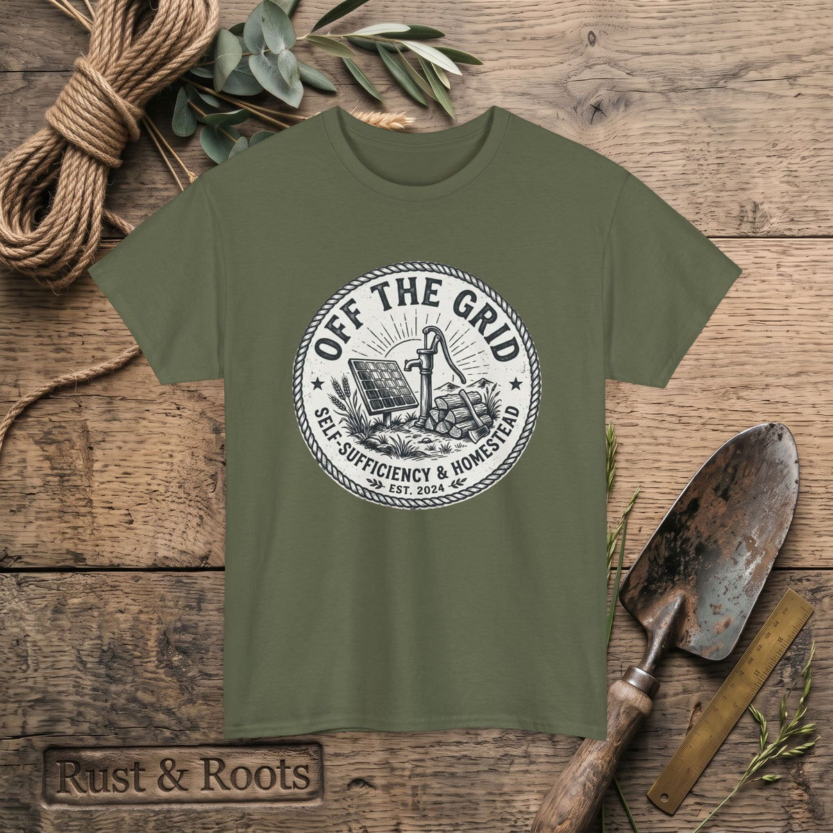 Off The Grid T-Shirt — Self-Sufficiency & Homestead Graphic Tee