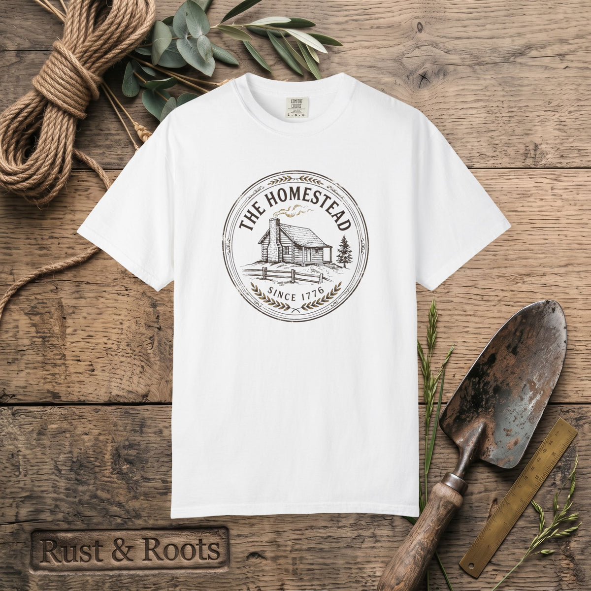 The Homestead Cabin T-Shirt — Vintage Farmhouse Graphic Tee