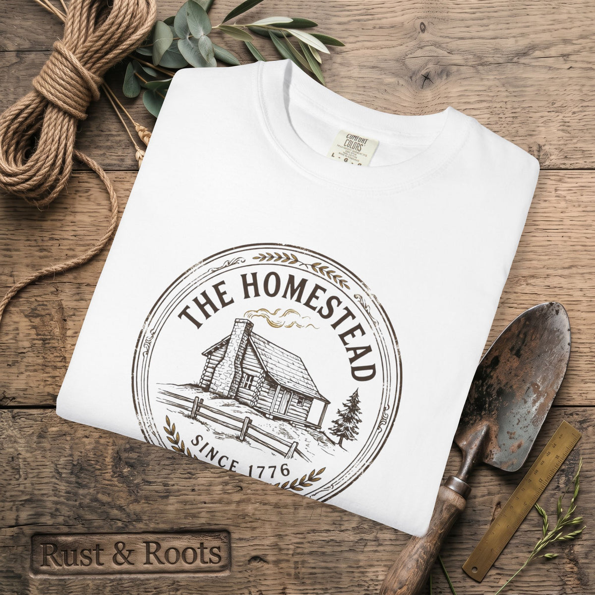 The Homestead Cabin T-Shirt — Vintage Farmhouse Graphic Tee