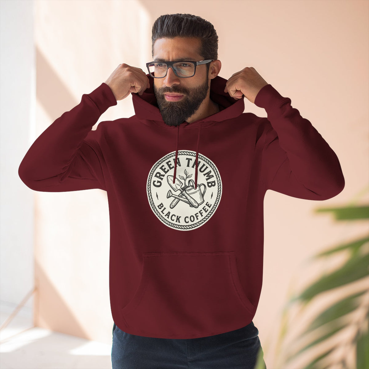 Coffee Logo Hoodie — “Green Thumb Black Coffee” Graphic Pullover
