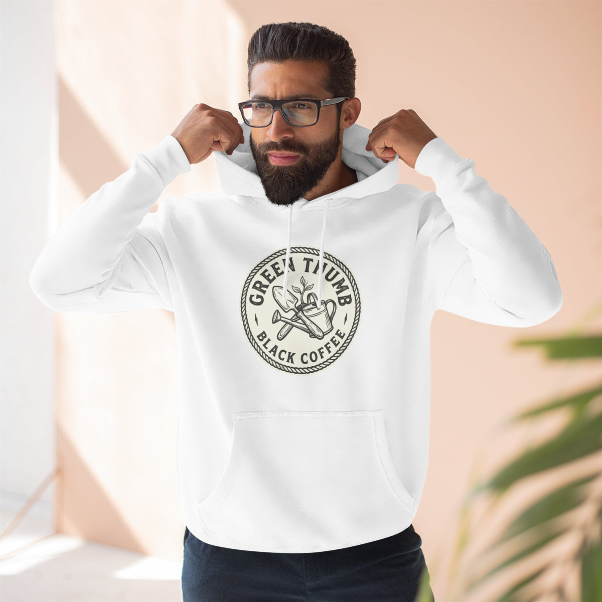 Coffee Logo Hoodie — “Green Thumb Black Coffee” Graphic Pullover
