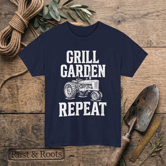 Grill Garden Repeat Tractor T-Shirt