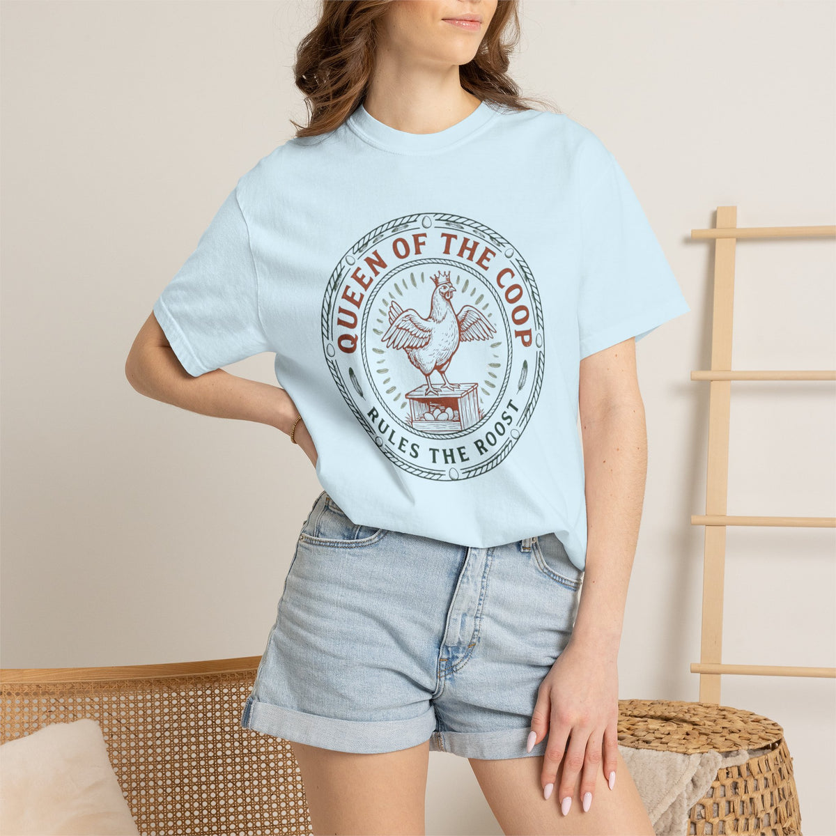 Queen of the Coop T-Shirt – Vintage Farm Chicken Tee ("Queen of the Coop Rules the Roost")
