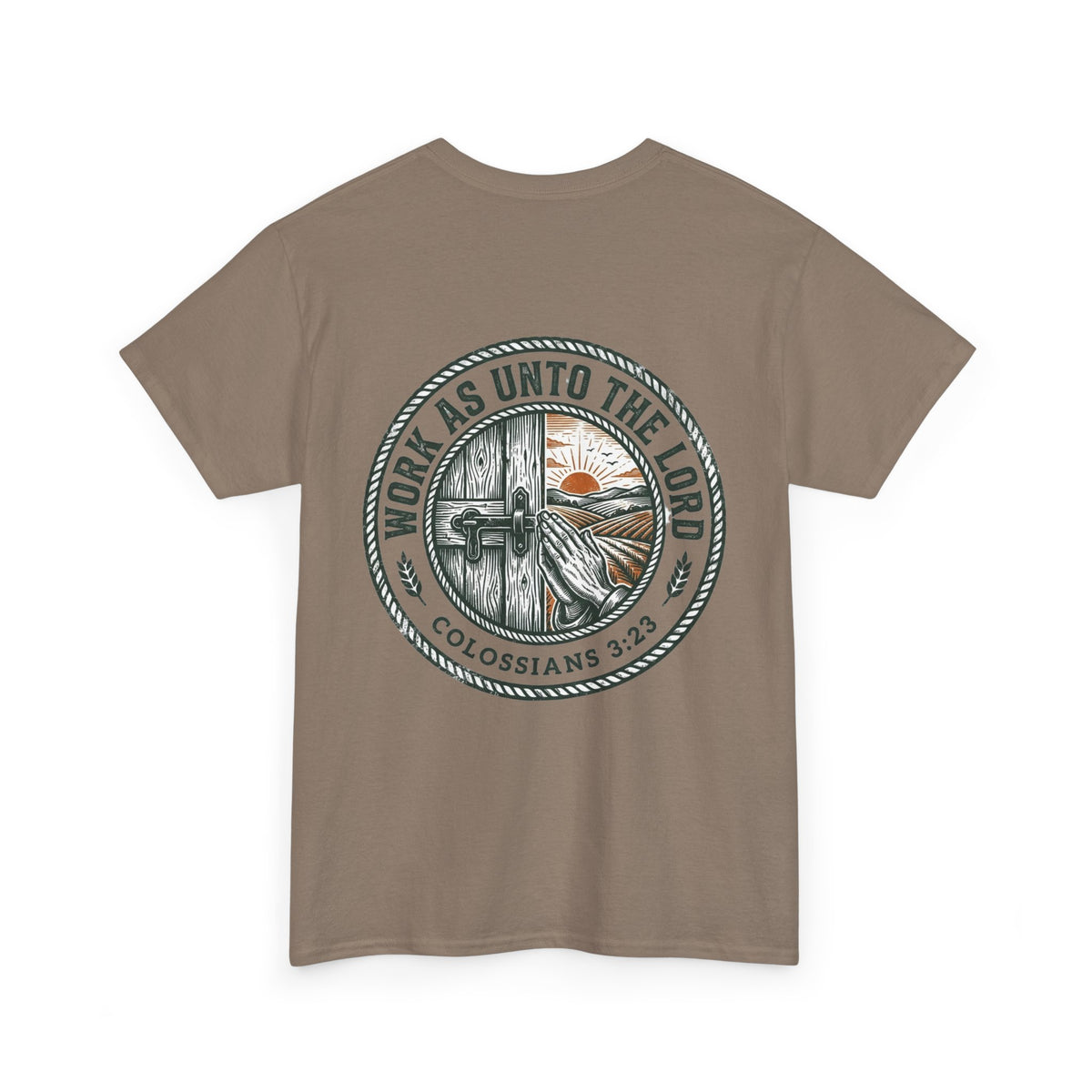T-Shirt — “Work As Unto The Lord” Christian Faith Tee (Colossians 3:23)