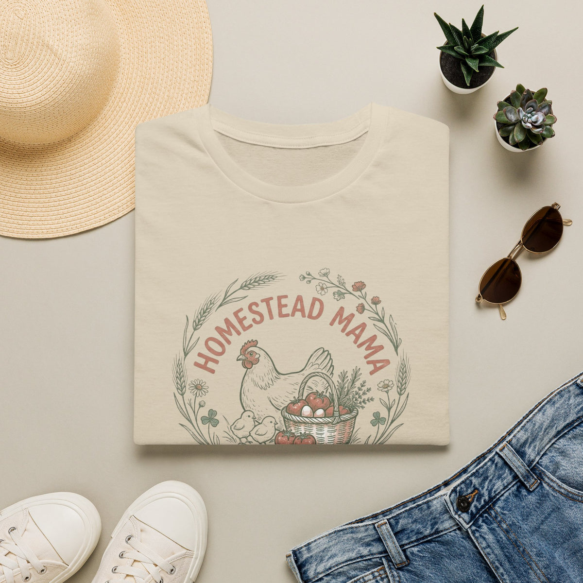 Homestead Mama T-Shirt — Farmhouse Chicken & Egg Vintage Graphic Tee